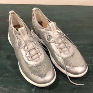 Brand new Geox sneakers. Silver sparkle.